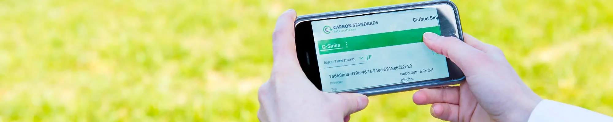 HEADER carbon sink Register auf dem Handy